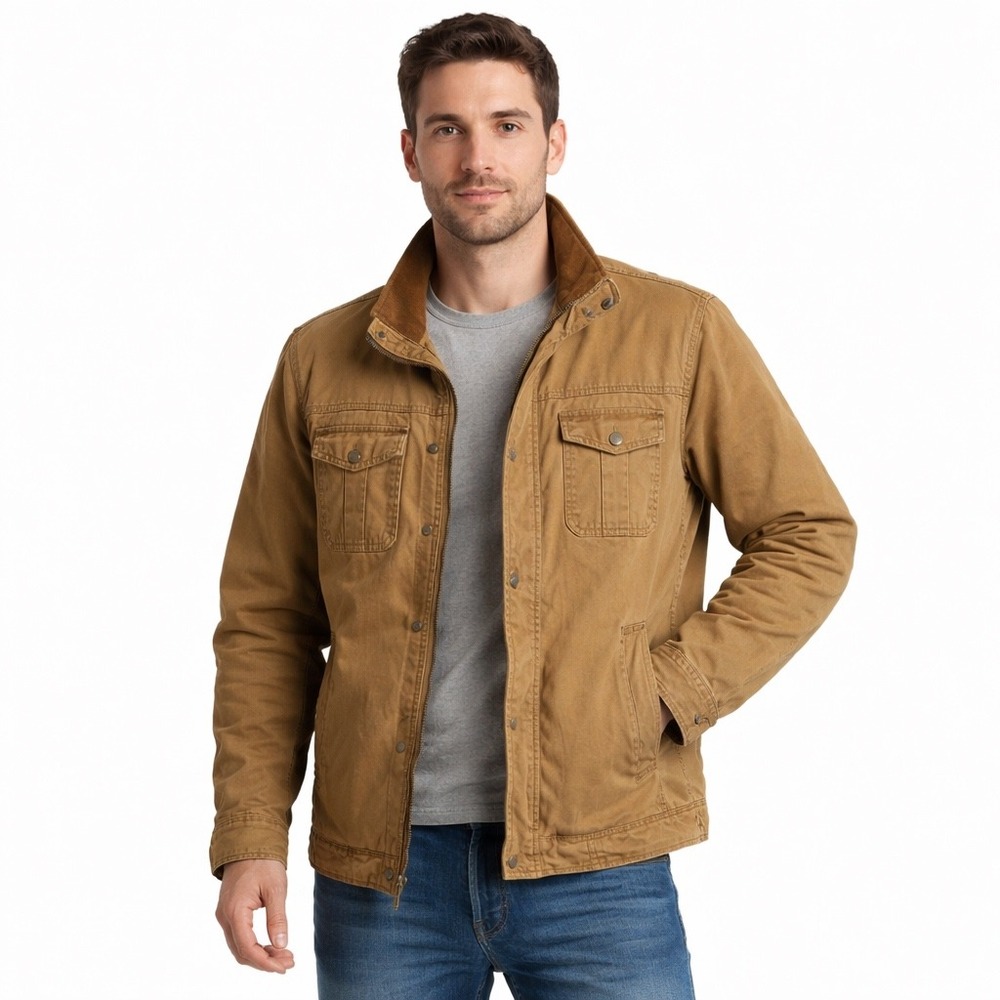Levis Quilted Lined Barn Jacket Mens XL Brown Canvas Workwear Chore‎ Military